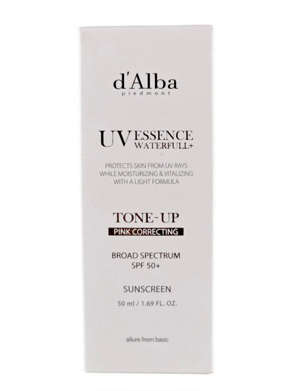 D'Alba UV Essence Waterfull + Sunscreen Pink Tone-Up Sun Cream SPF50+ - 1.69 oz